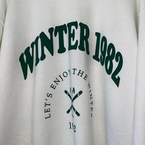 forest green and white winter ski crewneck